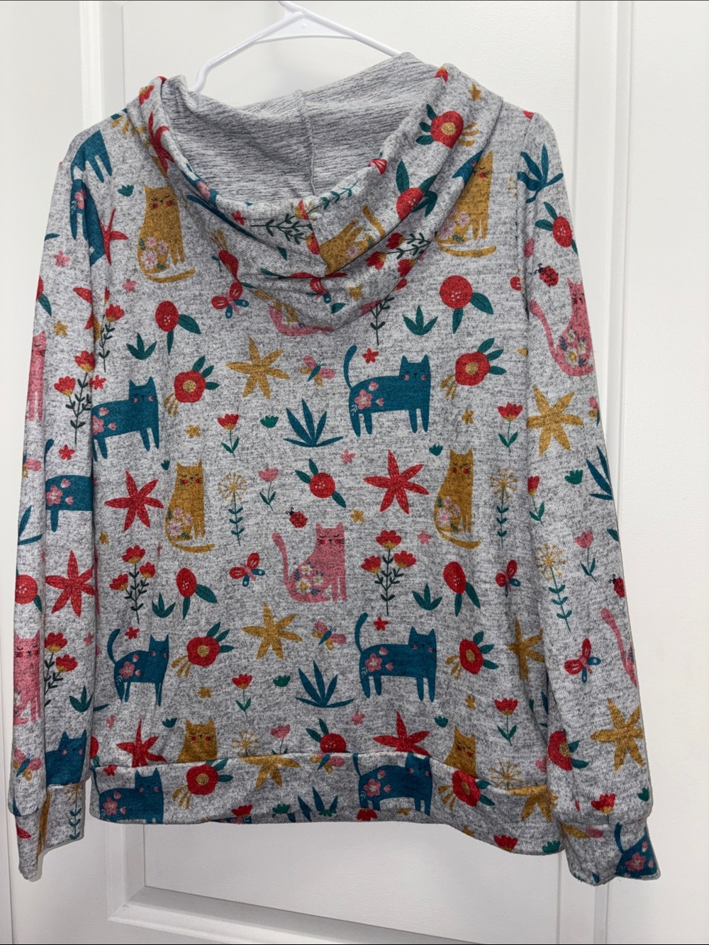 L.A. Soul Cat Floral Print Pullover Hoodie Size Medium - Picture 6 of 7